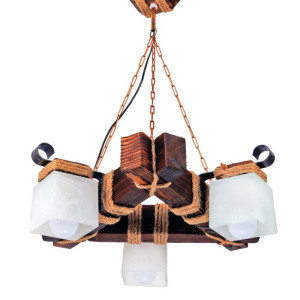 Люстра дерев'яна виробництво Sirius S7040/3 темний обжиг на 3 плафона Люстра дерев'яна виробництво Sirius S7040/3 темний обжиг на 3 плафона