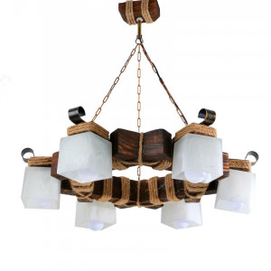 Люстра дерев'яна виробництво Sirius S7043/6 темний обжиг на 6 плафонов Люстра дерев'яна виробництво Sirius S7043/6 темний обжиг на 6 плафонов