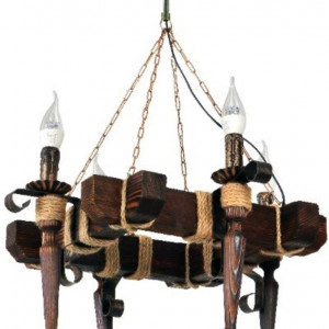 Люстра дерев'яна виробництво Sirius S7045/4 темний обжиг на 4 лампочки Люстра дерев'яна виробництво Sirius S7045/4 темний обжиг на 4 лампочки