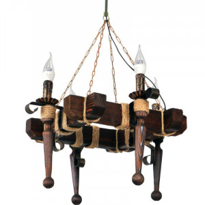 Люстра дерев'яна виробництво Sirius S7045/4 темний обжиг на 4 лампочки Люстра дерев'яна виробництво Sirius S7045/4 темний обжиг на 4 лампочки