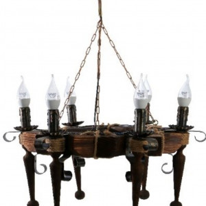 Люстра дерев'яна виробництво Sirius S7046/6 темний обжиг на 6 лампочек Люстра дерев'яна виробництво Sirius S7046/6 темний обжиг на 6 лампочек