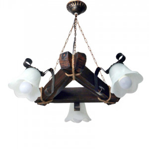 Люстра дерев'яна виробництво Sirius Прилад освітлювальний S7047/3 темний обжиг на 3 плафона Люстра дерев'яна виробництво Sirius Прилад освітлювальний S7047/3 темний обжиг на 3 плафона