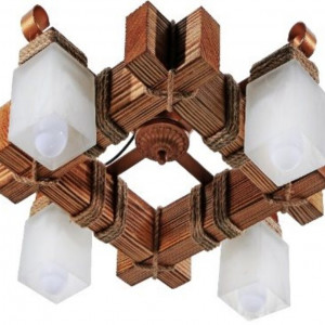 Люстра дерев'яна виробництво Sirius S7086/4 світлий обжиг на 4 плафона Люстра дерев'яна виробництво Sirius S7086/4 світлий обжиг на 4 плафона