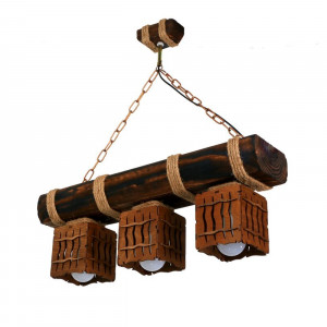 Люстра дерев'яна виробництво Sirius S7057/3 темний обжиг на 3 плафона Люстра дерев'яна виробництво Sirius S7057/3 темний обжиг на 3 плафона