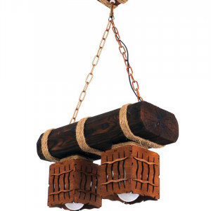 Люстра дерев'яна виробництво Sirius S7056/2 темний обжиг на 2 плафона Люстра дерев'яна виробництво Sirius S7056/2 темний обжиг на 2 плафона