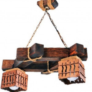 Люстра дерев'яна виробництво Sirius S7061/2 темний обжиг на 2 плафона Люстра дерев'яна виробництво Sirius S7061/2 темний обжиг на 2 плафона