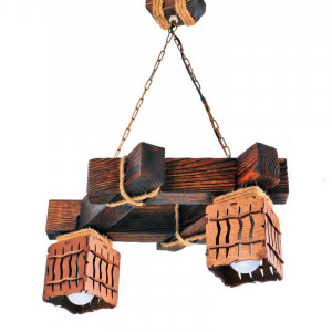 Люстра дерев'яна виробництво Sirius S7061/2 темний обжиг на 2 плафона Люстра дерев'яна виробництво Sirius S7061/2 темний обжиг на 2 плафона
