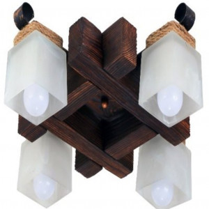 Люстра дерев'яна виробництво Sirius S7066/4 темний обжиг на 4 плафона Люстра дерев'яна виробництво Sirius S7066/4 темний обжиг на 4 плафона