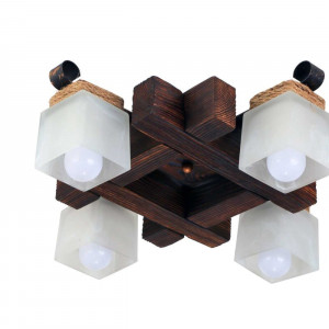 Люстра дерев'яна виробництво Sirius S7066/4 темний обжиг на 4 плафона Люстра дерев'яна виробництво Sirius S7066/4 темний обжиг на 4 плафона