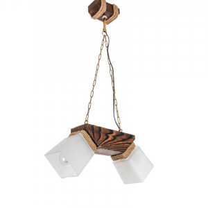 Люстра дерев'яна виробництво Sirius S7072/2 темний обжиг на 2 плафона Люстра дерев'яна виробництво Sirius S7072/2 темний обжиг на 2 плафона