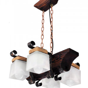 Люстра дерев'яна виробництво Sirius S7077/4 темний обжиг на 4 плафона Люстра дерев'яна виробництво Sirius S7077/4 темний обжиг на 4 плафона