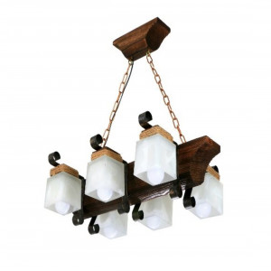 Люстра дерев'яна виробництво Sirius S7083/6 темний обжиг на 6 плафонов Люстра дерев'яна виробництво Sirius S7083/6 темний обжиг на 6 плафонов