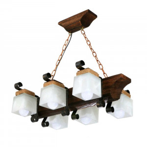 Люстра дерев'яна виробництво Sirius S7083/6 темний обжиг на 6 плафонов Люстра дерев'яна виробництво Sirius S7083/6 темний обжиг на 6 плафонов
