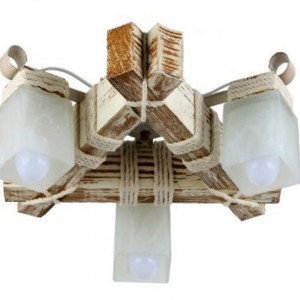 Люстра дерев'яна виробництво Sirius S7128/3 білий антік на 3 плафона Люстра дерев'яна виробництво Sirius S7128/3 білий антік на 3 плафона