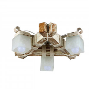 Люстра дерев'яна виробництво Sirius S7128/3 білий антік на 3 плафона Люстра дерев'яна виробництво Sirius S7128/3 білий антік на 3 плафона