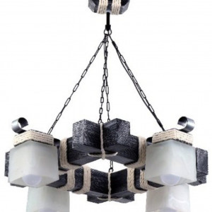Люстра дерев'яна виробництво Sirius S7132/4 чорне срібло на 4 плафона Люстра дерев'яна виробництво Sirius S7132/4 чорне срібло на 4 плафона