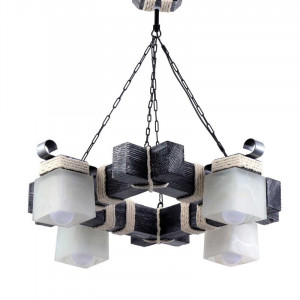 Люстра дерев'яна виробництво Sirius S7132/4 чорне срібло на 4 плафона Люстра дерев'яна виробництво Sirius S7132/4 чорне срібло на 4 плафона