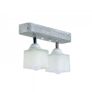 Люстра дерев'яна виробництво Sirius S7136/2 білий срібло на 2 плафона Люстра дерев'яна виробництво Sirius S7136/2 білий срібло на 2 плафона