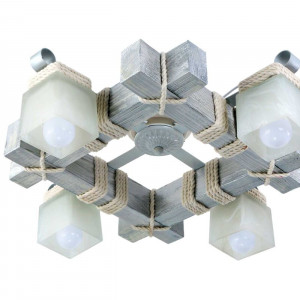 Люстра дерев'яна виробництво Sirius S7030/4 біла срібло на 4 плафона Люстра дерев'яна виробництво Sirius S7030/4 біла срібло на 4 плафона