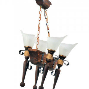 Люстра дерев'яна виробництво Sirius S7142/4 темний обжиг на 4 плафона Люстра дерев'яна виробництво Sirius S7142/4 темний обжиг на 4 плафона