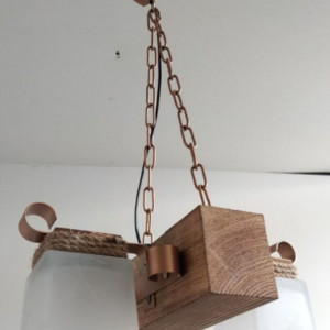 Люстра дерев'яна виробництво Sirius S7006/2 світлий обжиг на 2 плафона