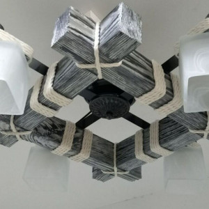 Люстра дерев'яна виробництво Sirius S7030/4 чорне срібло на 4 плафона Люстра дерев'яна виробництво Sirius S7030/4 чорне срібло на 4 плафона