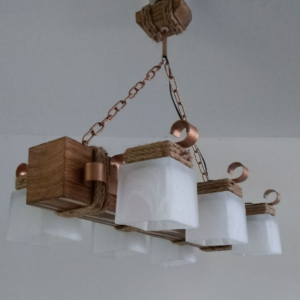 Люстра дерев'яна виробництво Sirius S7022/6 світлий обжиг на 6 плафонов Люстра дерев'яна виробництво Sirius S7022/6 світлий обжиг на 6 плафонов