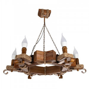 Люстра дерев'яна виробництво Sirius S7039/6 орех акрил на 6 лампочек Люстра дерев'яна виробництво Sirius S7039/6 орех акрил на 6 лампочек