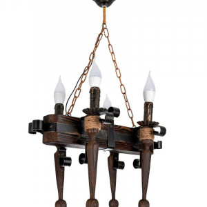 Люстра дерев'яна виробництво Sirius S7016/4 темний обжиг Факел на 4 лампочки Люстра дерев'яна виробництво Sirius S7016/4 темний обжиг Факел на 4 лампочки