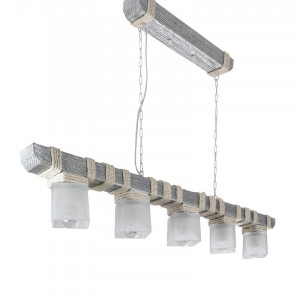 Люстра дерев'яна виробництво Sirius S7044/5 біле срібло на 5 плафонів Люстра дерев'яна виробництво Sirius S7044/5 біле срібло на 5 плафонів