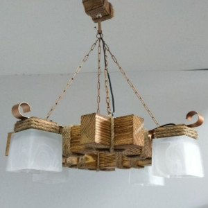 Люстра дерев'яна виробництво Sirius S7013/4 світлий обжиг на 4 плафона Люстра дерев'яна виробництво Sirius S7013/4 світлий обжиг на 4 плафона