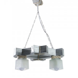 Люстра дерев'яна виробництво Sirius S7073/2 біле срібло на 2 плафона Люстра дерев'яна виробництво Sirius S7073/2 біле срібло на 2 плафона