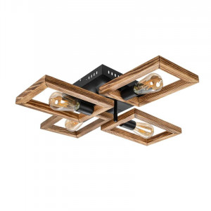 Люстра дерев'яна виробництво Sirius S7146/4 світлий обжиг+чорний на 4 лампочки Люстра дерев'яна виробництво Sirius S7146/4 світлий обжиг+чорний на 4 лампочки