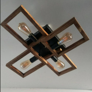 Люстра дерев'яна виробництво Sirius S7146/4 світлий обжиг+чорний на 4 лампочки Люстра дерев'яна виробництво Sirius S7146/4 світлий обжиг+чорний на 4 лампочки