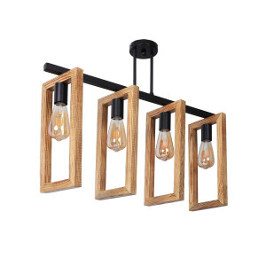 Люстра дерев'яна виробництво Sirius S7149/4 світлий обжиг+чорний на 4 лампочки Люстра дерев'яна виробництво Sirius S7149/4 світлий обжиг+чорний на 4 лампочки