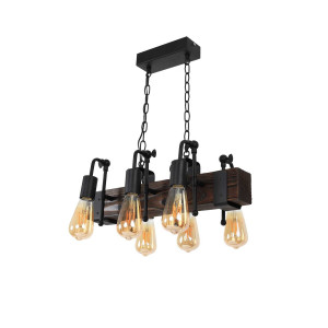 Люстра дерев'яна виробництво Sirius S7153/6 темний обжиг на 6 плафонов Люстра дерев'яна виробництво Sirius S7153/6 темний обжиг на 6 плафонов
