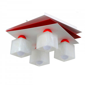 Люстра металева виробництво Sirius PR 1007/4 білий+червоний на 4 плафона