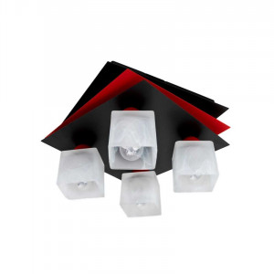 Люстра металева виробництво Sirius PR 1007/4 чорний+червоний на 4 плафона