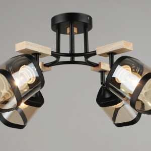 Люстра стельова Sirius B N5680/4 BK+WOOD