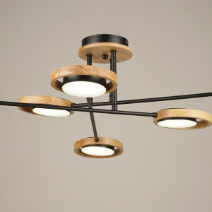 Люстра світлодіодна акрилова Sirius B N4539/6 84W BK+WOOD