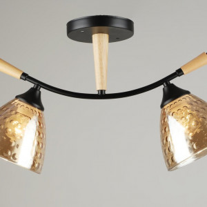 Люстра стельова Sirius B N5726/2 BK+WOOD на 2 плафони