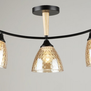 Люстра стельова Sirius B N5726/3 BK+WOOD на 3 плафони