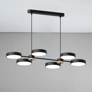 Люстра підвісна світлодіодна Sirius B X13284/6 BK+WOOD чорна