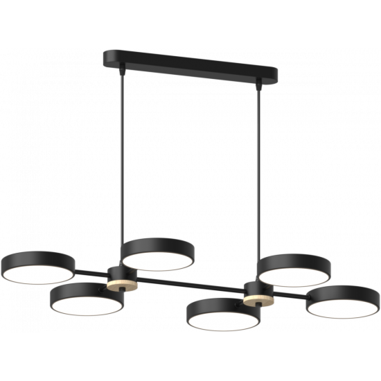 Люстра підвісна світлодіодна Sirius B X13284/6 BK+WOOD чорна  фото № 2