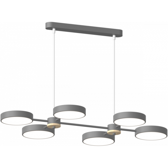 Люстра підвісна світлодіодна Sirius B X13284/6 GREY+WOOD сіра  фото № 2