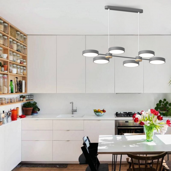 Люстра підвісна світлодіодна Sirius B X13284/6 GREY+WOOD сіра  фото № 3