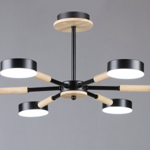 Люстра світлодіодна в стилі лофт Sirius B N6351/6 BK+WOOD