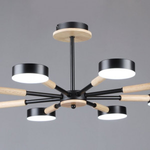 Люстра світлодіодна в стилі лофт Sirius B N6351/8 BK+WOOD
