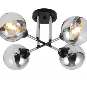 Люстра стельова Sirius 07268/4 Matte Black+CR на 4 плафони