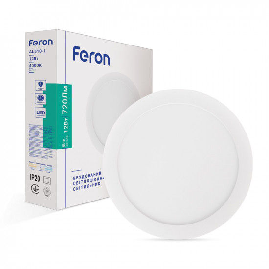 Світлодіодний світильник Feron AL510-1 12W 4000K Зображення №1 Світлодіодний світильник Feron AL510-1 12W 4000K фото № 1